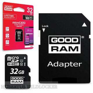 Speicherkarte micro SD GOODRAMmicroSDHC 32GB Class 10 UHS1 + SD Adapter Art. Nr. 70021