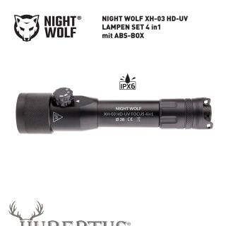 NIGHT WOLF XH-03HD-UV FOCUS  38 mm LAMPEN IR-SET 4in1 in ABS-BOX mit Lampen Zubehr