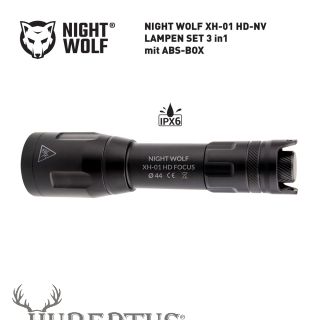 NIGHT WOLF XH-01 HD-NV FOCUS  44 mm LAMPEN IR SET 3in1, in ABS-BOX mit Lampen Zubehr