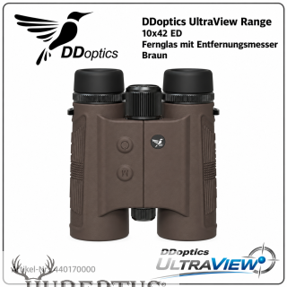 DDoptics Fernglas ULTRA VIEV RANGER 10x42 ED-Ferngl�ser mit Entfernungsmesser in braun