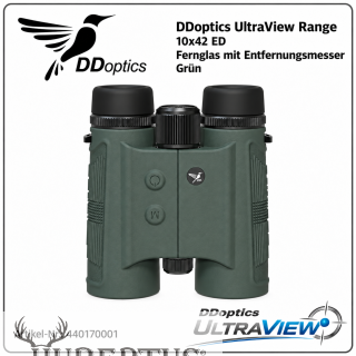 DDoptics UltraView ED 10x42 ED – Range in Gr�n - Gr�n � ED-Fernglas mit Laser-Entfernungsmesser