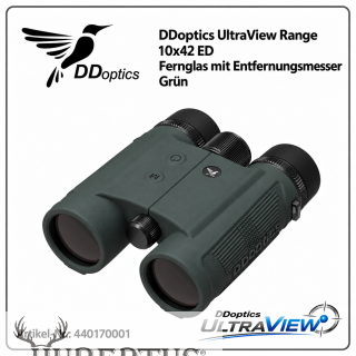 DDoptics UltraView ED 10x42 ED – Range in Gr�n - Gr�n � ED-Fernglas mit Laser-Entfernungsmesser