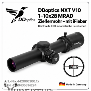 DDoptics NXT V10 1-10x28 MRAD Zielfernrohr – mit iFieber ( Reichweite trifft automatische Bereitschaft ) DDoptics NXT V10 1-10x28 MRAD Zielfernrohr – mit iFieber ( Reichweite trifft automatische Bereitschaft )