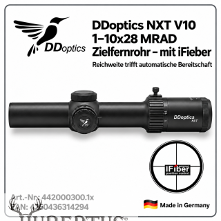 DDoptics NXT V10 1-10x28 MRAD Zielfernrohr – mit iFieber ( Reichweite trifft automatische Bereitschaft )