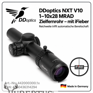 DDoptics NXT V10 1-10x28 MRAD Zielfernrohr – mit iFieber ( Reichweite trifft automatische Bereitschaft )