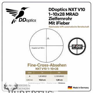 DDoptics NXT V10 1-10x28 MRAD Zielfernrohr – mit iFieber ( Reichweite trifft automatische Bereitschaft )