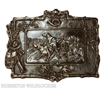 Bronzegussschild mit Jagdmotiv Bronzegussschild mit Jagdmotiv