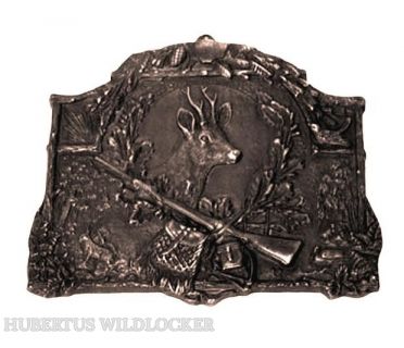 Bronzeschild mit Rehbockkopf