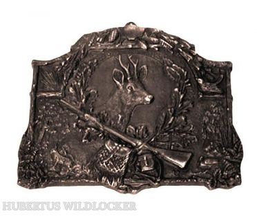 Bronzeschild mit Rehbockkopf Bronzeschild mit Rehbockkopf